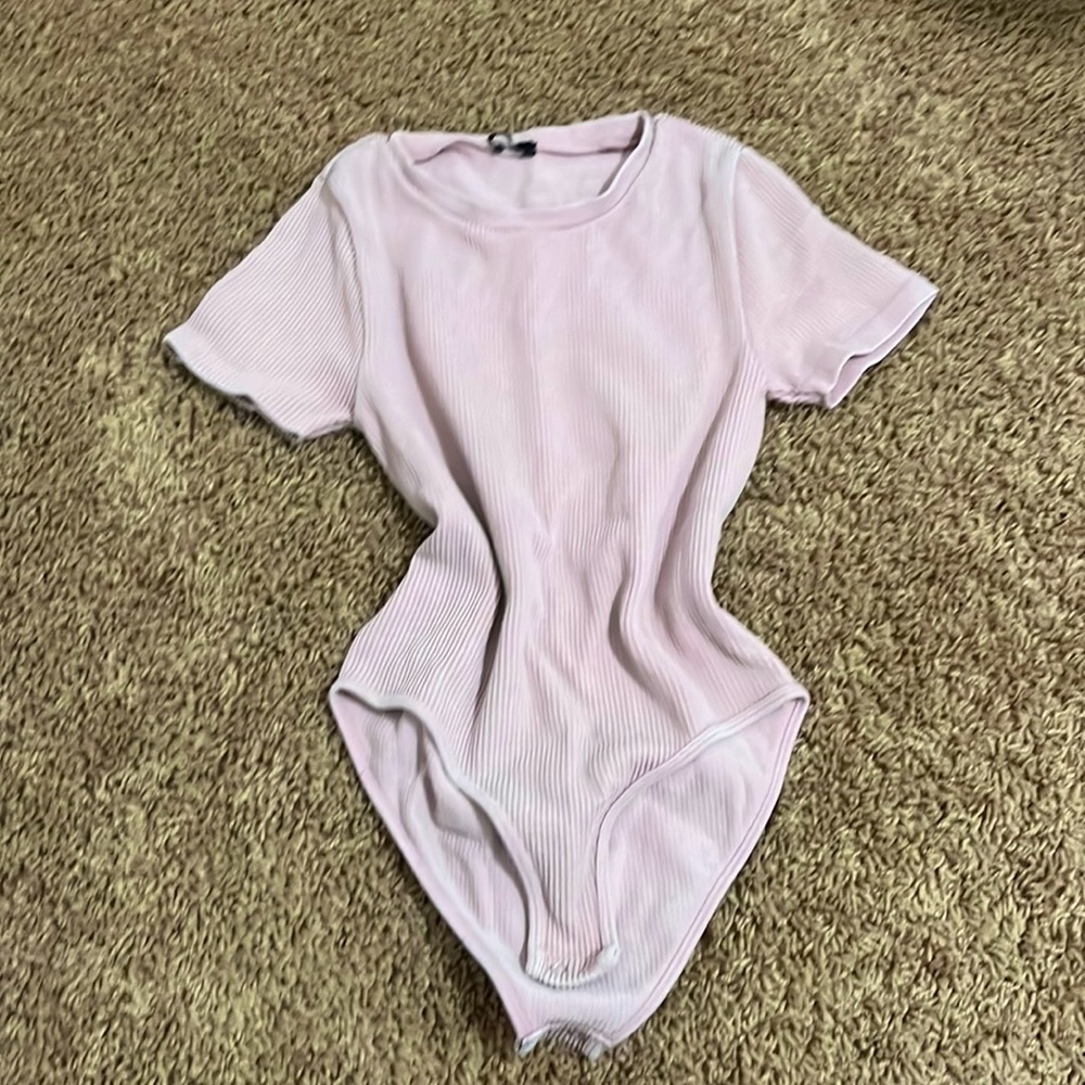 Baby Pink (ribbed) short sleeve bodysuit from Forever 21.